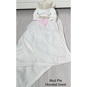 Mud Pie Hooded swan towel crown tulle white gold pink bath beach pool bird fancy